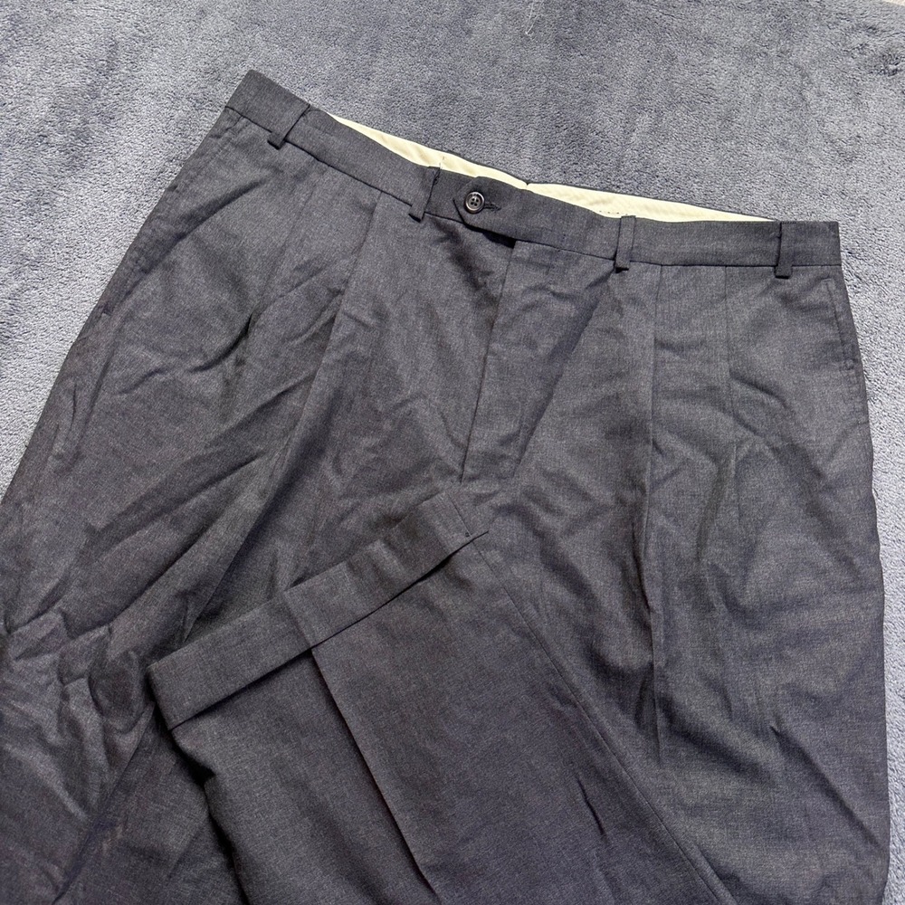 Lauren Ralph Lauren Dress Pants Mens 38x30 Gray Pleated 100% Wool Trousers